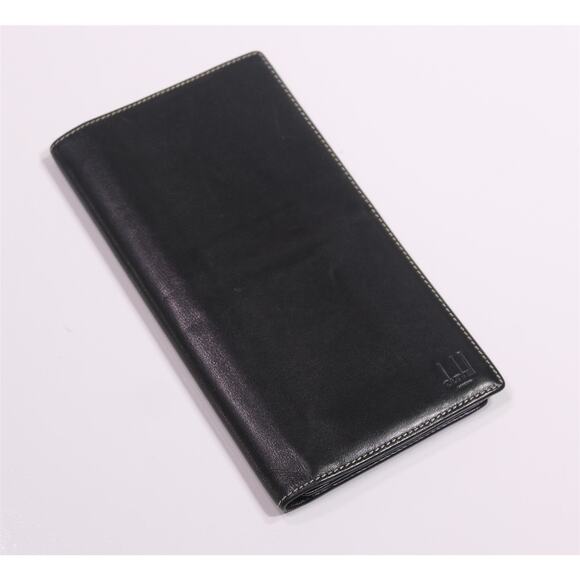 Dunhill Black Long Bifold Wallet Men's Made in Spain - Picture 1 of 8